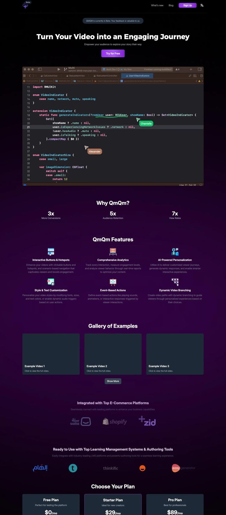 Screenshot 2 of QMQM (Example Framer AI and Machine Learning Website)