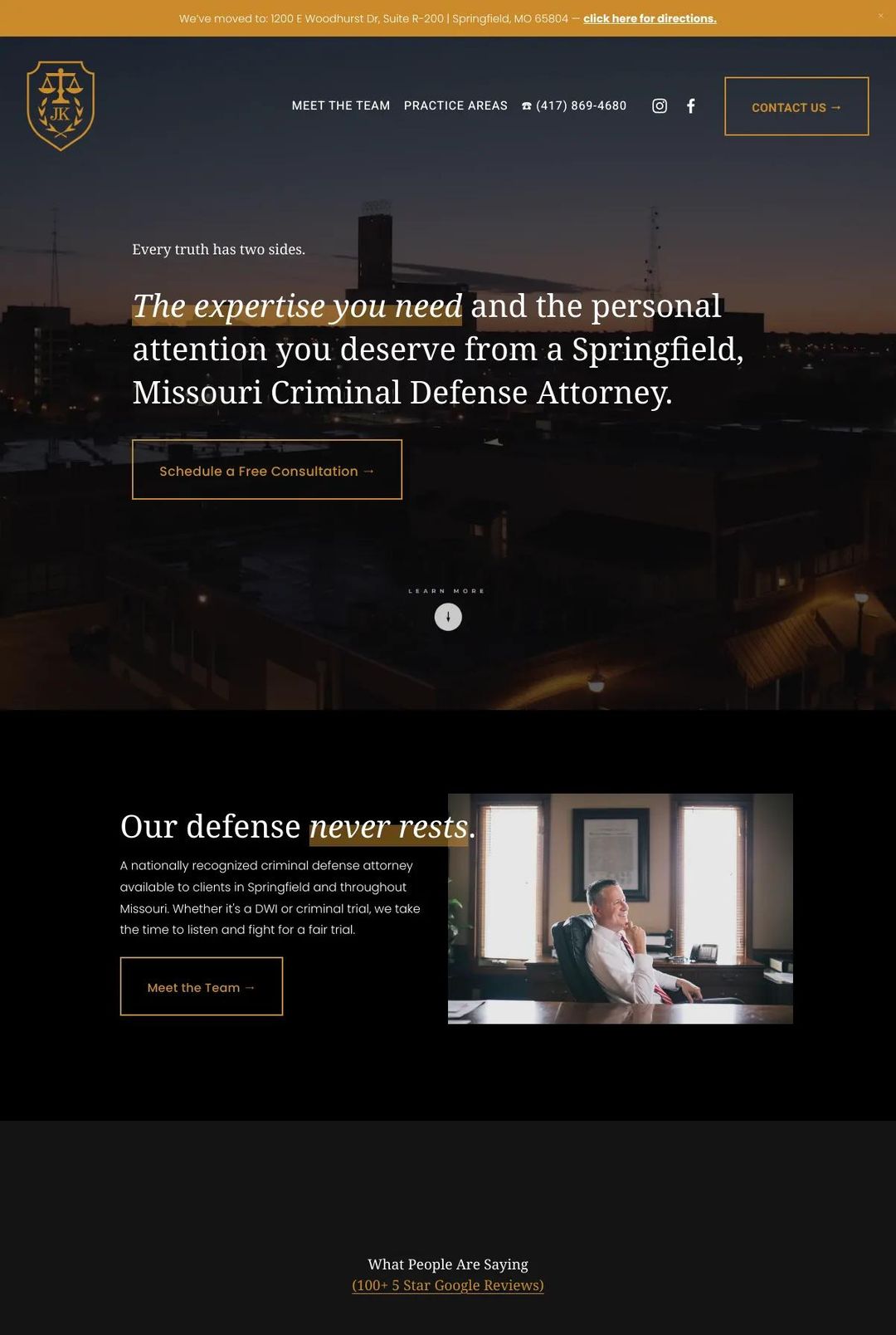 Screenshot 1 of John Kail Attorney At Law (Example Squarespace Law Firm Website)