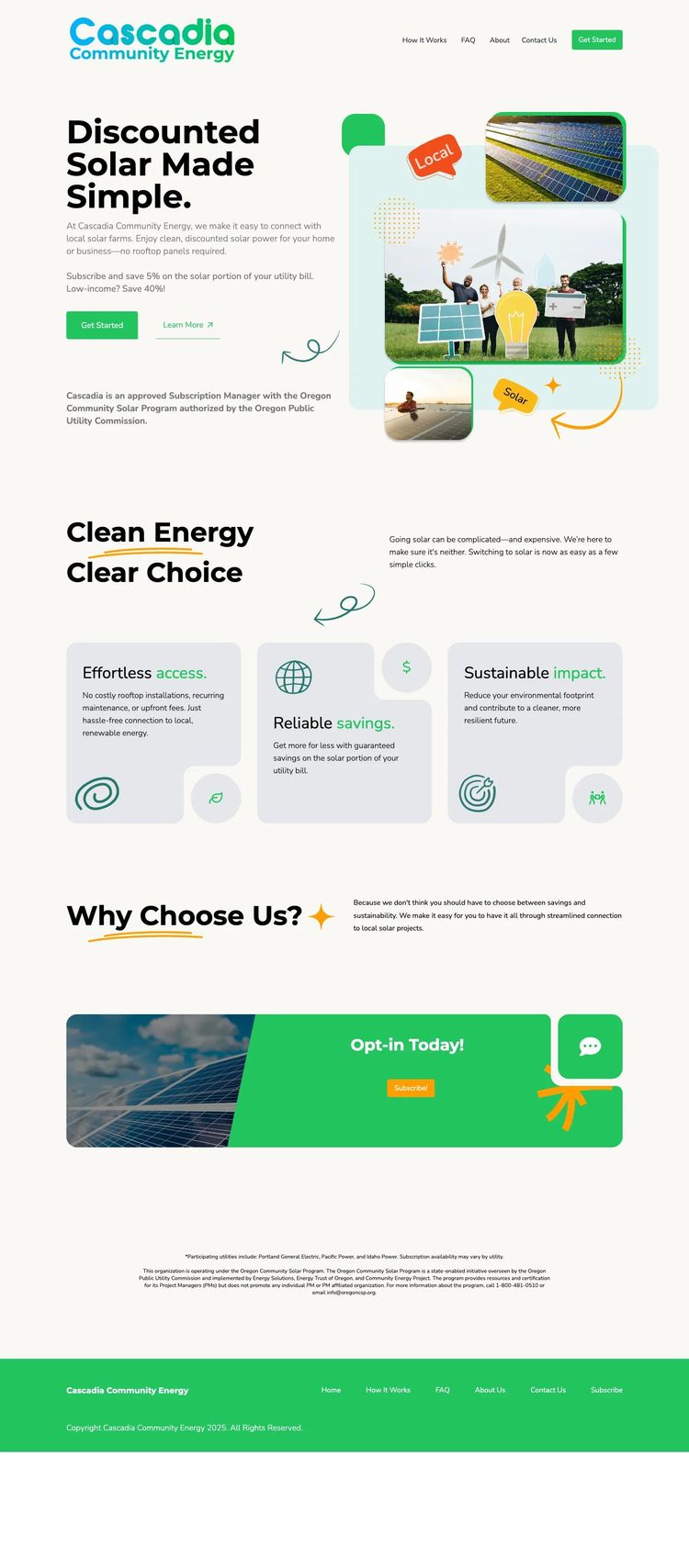 Screenshot 2 of Cascadia Community Energy (Example undefined Solar Website)