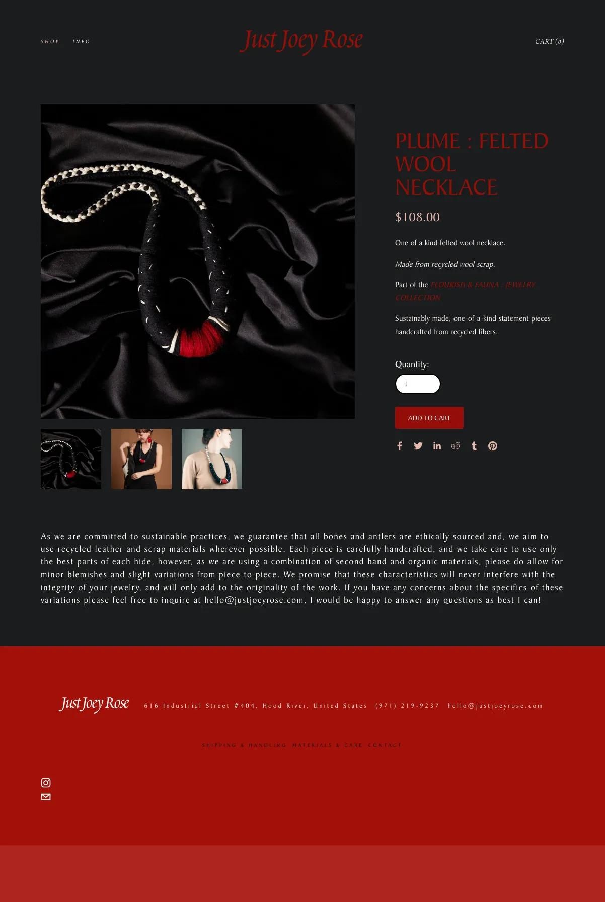 Screenshot 3 of Just Joey Rose (Example Squarespace Artist Website)