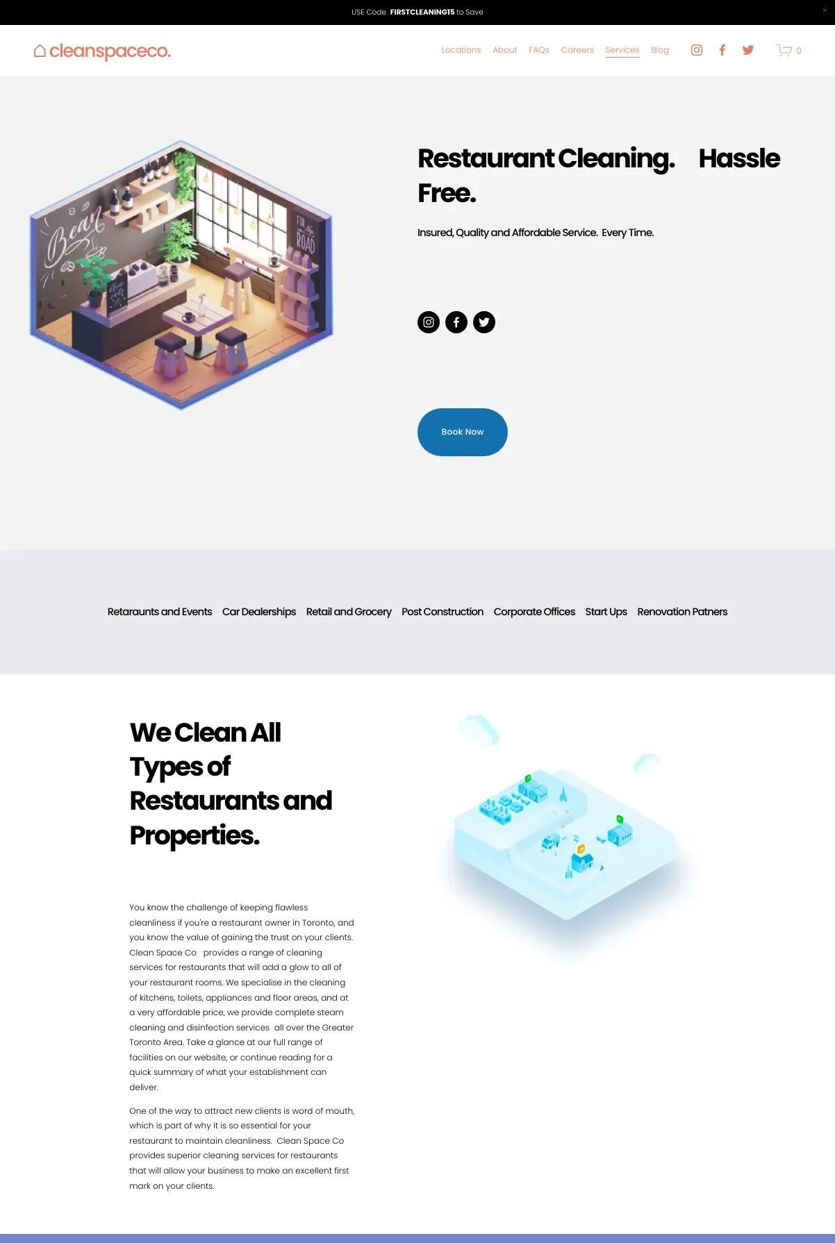 Screenshot 3 of CleanSpace Co (Example Squarespace Cleaning Services Website)