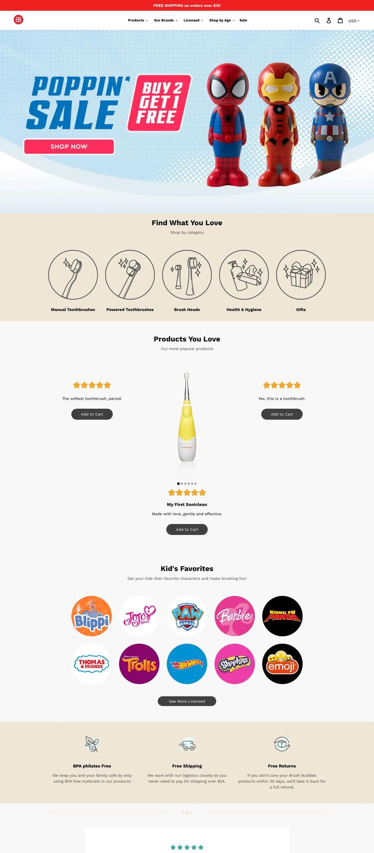 Screenshot 2 of Brush Buddies (Example Shopify Beauty Products Website)