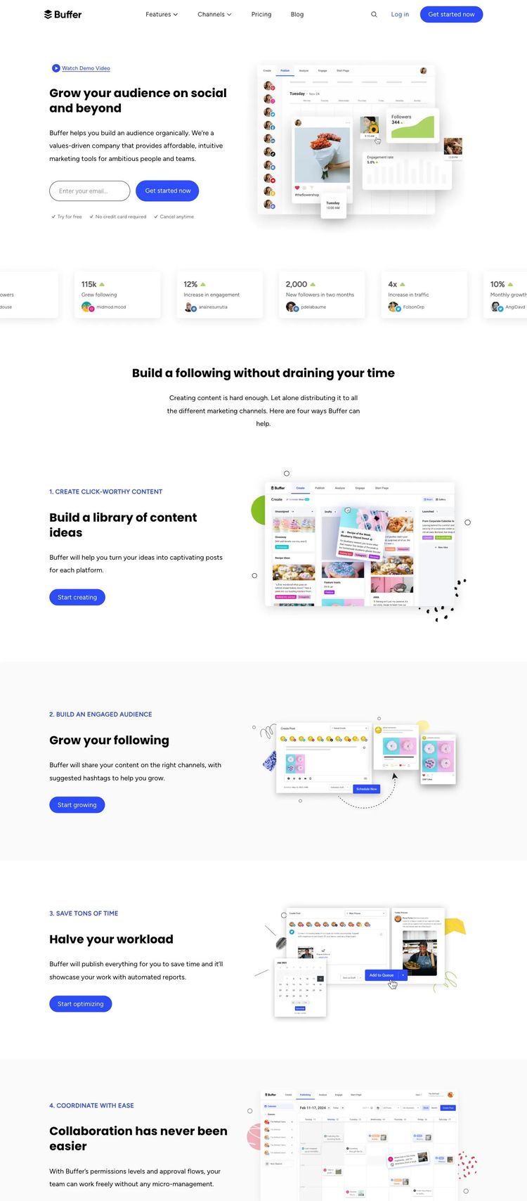 Screenshot 2 of Buffer (Example undefined Productivity and Collaboration Website)