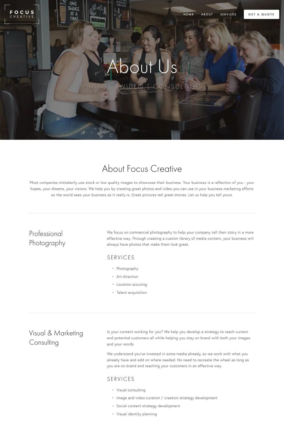 Screenshot 2 of Focus Creative (Example Squarespace Photography Website)