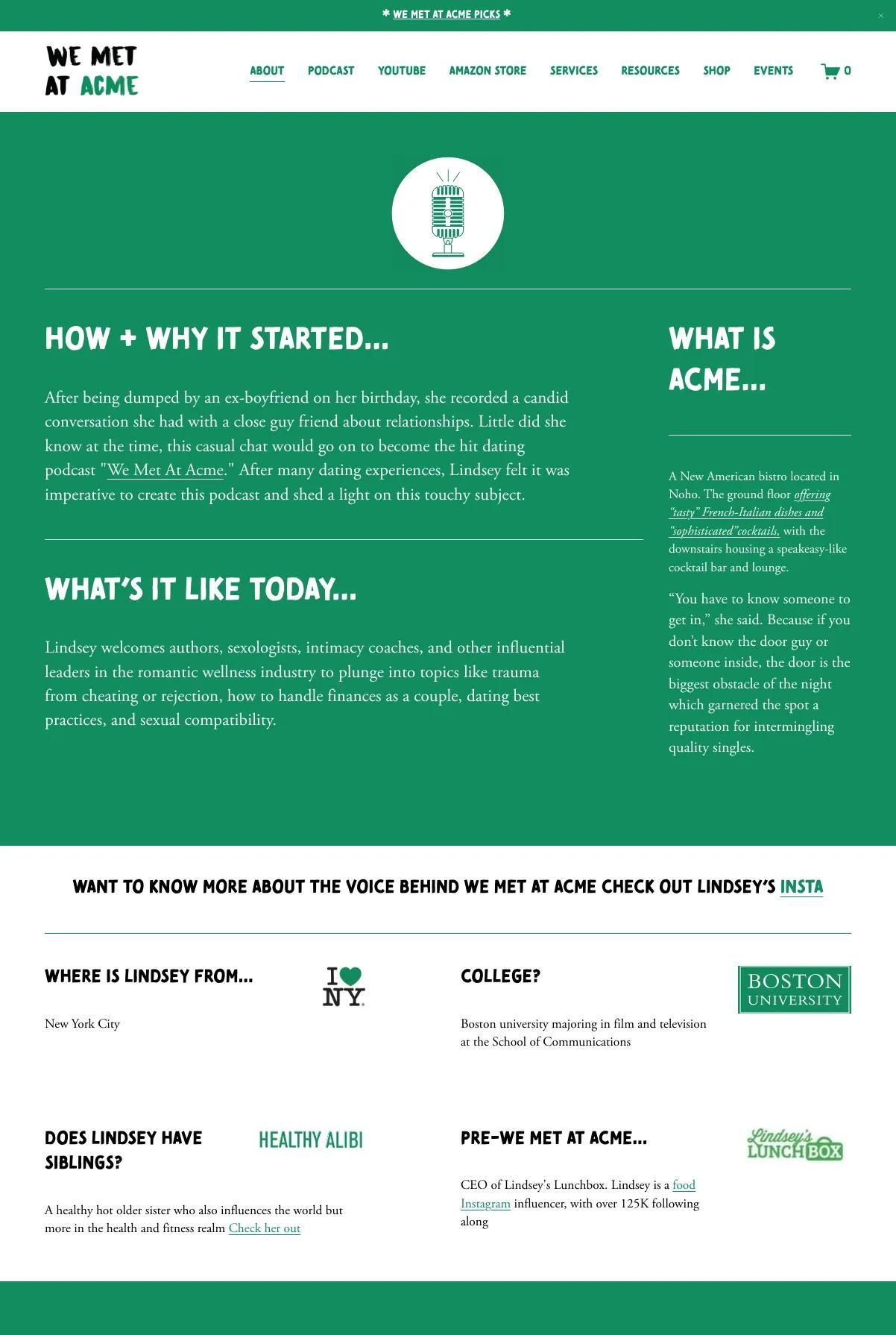 Screenshot 2 of We Met At Acme (Example Squarespace Podcast Website)