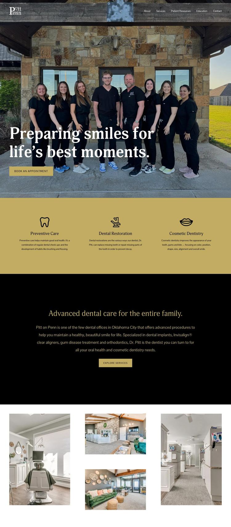 Screenshot 1 of Pitt on Penn (Example Squarespace Dentist Website)