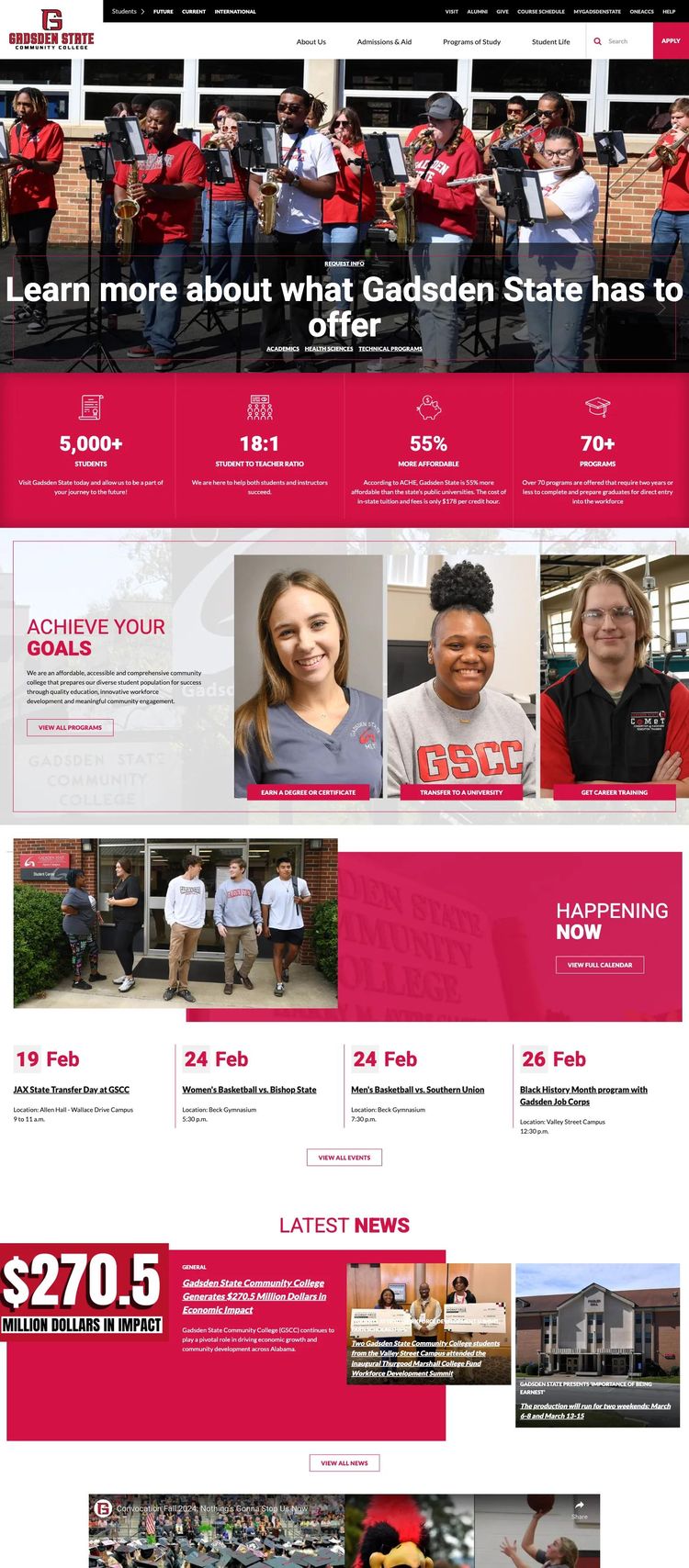 Screenshot 2 of Gadsden State Community College (Example undefined Educational Institution Website)