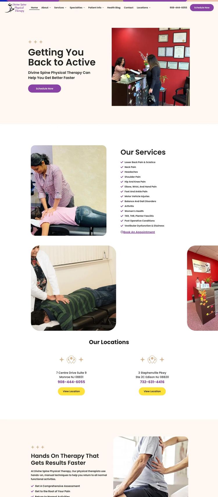 Screenshot 2 of Divine Spine Physical Therapy (Example WordPress Health and Wellness Website)